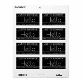 Modern retouradres met het woord "Hallo" zwart-wit Etiket (Full Sheet)