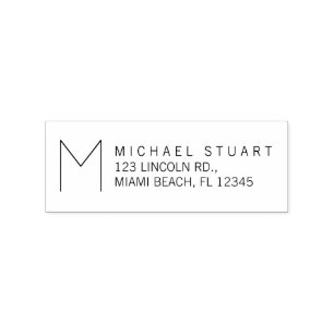 Modern retouradres met monogram rubberstempel