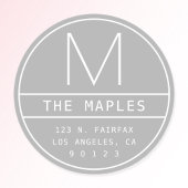 Modern retouradres & monogram | Lichtgrijs Ronde Sticker