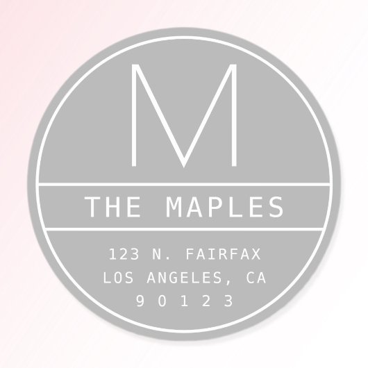 Modern retouradres & monogram | Lichtgrijs Ronde Sticker