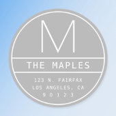 Modern retouradres & monogram | Lichtgrijs Ronde Sticker