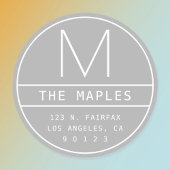 Modern retouradres & monogram | Lichtgrijs Ronde Sticker