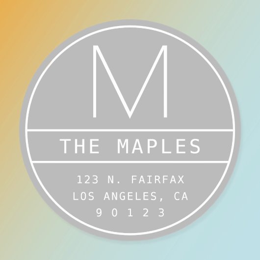 Modern retouradres & monogram | Lichtgrijs Ronde Sticker