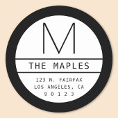 Modern retouradres & monogram | Verloop zwart Ronde Sticker