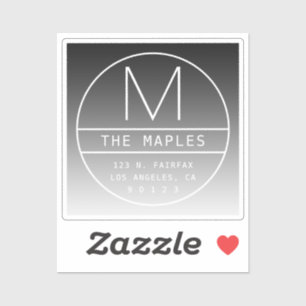 Modern retouradres & monogram Verloop zwart Sticker