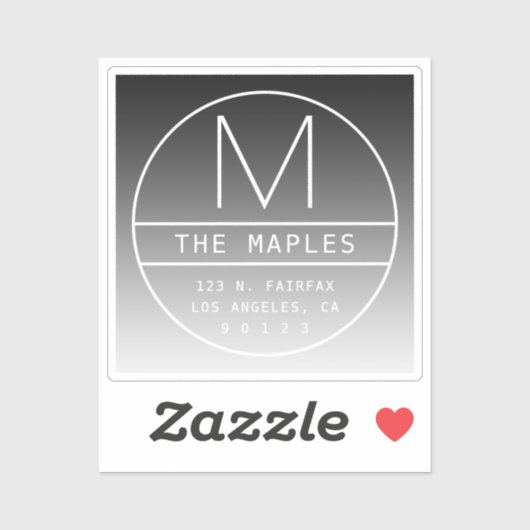 Modern retouradres & monogram | Verloop zwart Sticker (Vel)