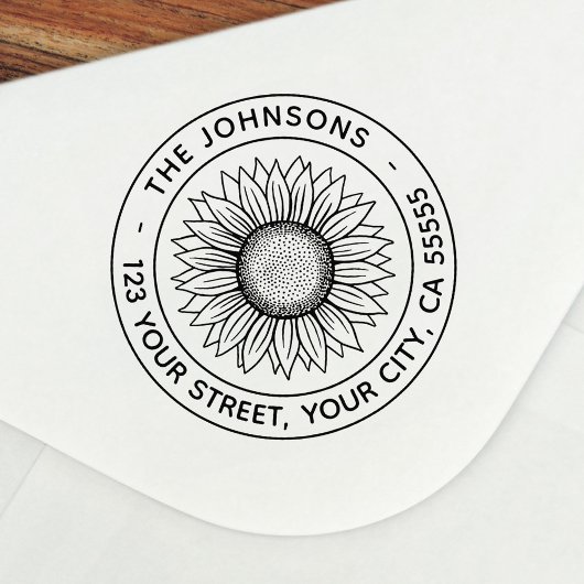 modern retouradres voor zonnebloemen  zelfinktende stempel