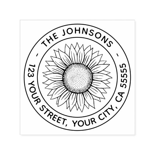 modern retouradres voor zonnebloemen  zelfinktende stempel (Design)