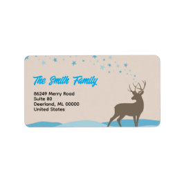 Modern Retouradreslabel Kerst met Cute Hert Etiket