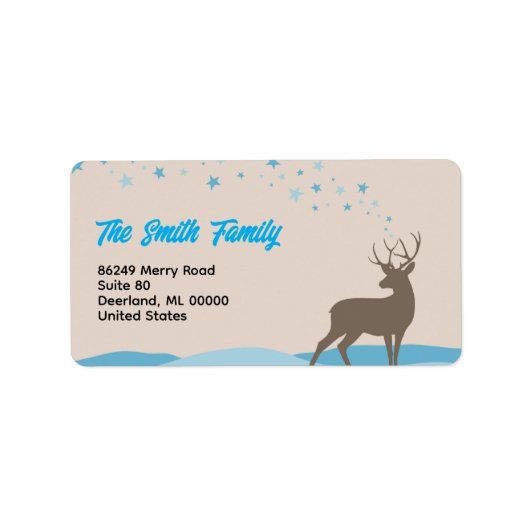 Modern Retouradreslabel Kerst met Cute Hert Etiket (Voorkant)