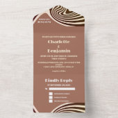 Modern Retro 70s bruiloft All In One Uitnodiging (Binnen)