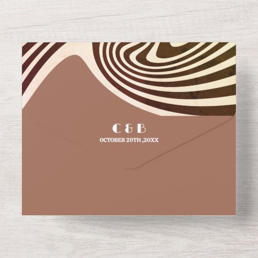 Modern Retro 70s bruiloft All In One Uitnodiging (Achterkant)