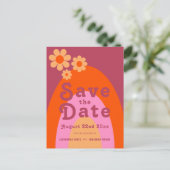 Modern Retro 70s bruiloft Uitnodiging Briefkaart (Staand voorkant)