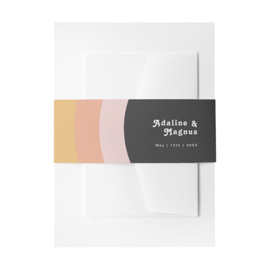 Modern Retro 70's donkere regenboog Uitnodigingen Wikkel (Voorkant Voorbeeld)