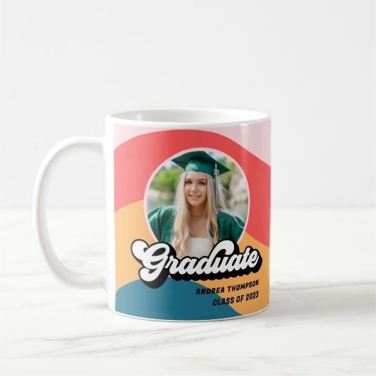 Modern Retro 70s Groovy Afstuderen Foto Gift Koffiemok (Links)