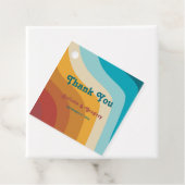 Modern Retro 70's kleurrijke regenbooggolven bruil Bedankjes Labels (In situ)