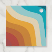 Modern Retro 70's kleurrijke regenbooggolven bruil Bedankjes Labels (Achterkant)