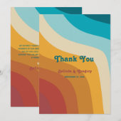 Modern Retro 70's kleurrijke regenbooggolven bruil Bedankkaart (Voorkant / Achterkant)