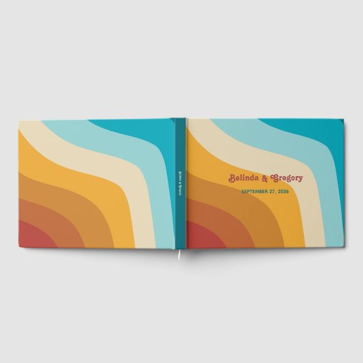 Modern Retro 70's kleurrijke regenbooggolven bruil Gastenboek (Volledig)
