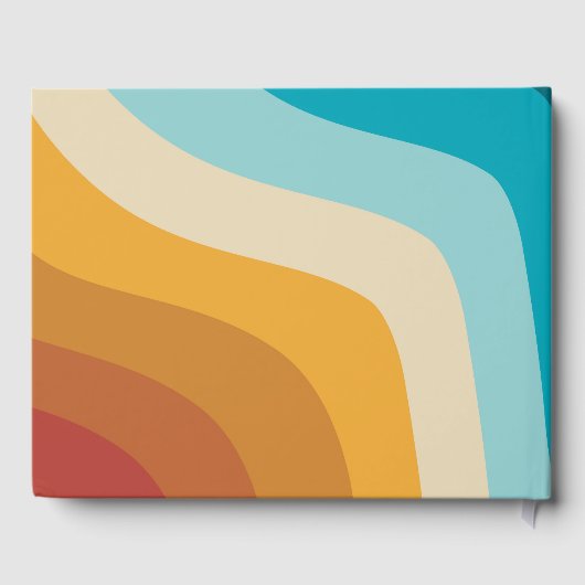 Modern Retro 70's kleurrijke regenbooggolven bruil Gastenboek (Achterkant)