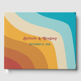 Modern Retro 70's kleurrijke regenbooggolven bruil Gastenboek