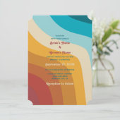 Modern Retro 70's kleurrijke regenbooggolven bruil Kaart (Staand voorkant)