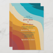 Modern Retro 70's kleurrijke regenbooggolven bruil Kaart (Voorkant / Achterkant)