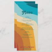Modern Retro 70's kleurrijke regenbooggolven bruil Menu (Voorkant / Achterkant)