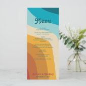 Modern Retro 70's kleurrijke regenbooggolven bruil Menu (Staand voorkant)