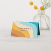 Modern Retro 70's kleurrijke regenbooggolven bruil Plaatskaartje (Achterkant)