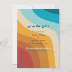 Modern Retro 70's kleurrijke regenbooggolven bruil Save The Date