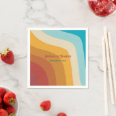 Modern Retro 70's kleurrijke regenbooggolven bruil Servet (Insitu)