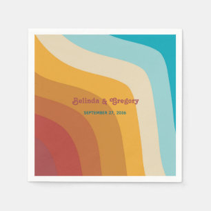 Modern Retro 70's kleurrijke regenbooggolven bruil Servet