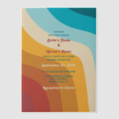 Modern Retro 70's kleurrijke regenbooggolven bruil Vellum Uitnodigingen (Voorkant)