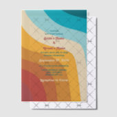 Modern Retro 70's kleurrijke regenbooggolven bruil Vellum Uitnodigingen (Offset (Uitnodiging))