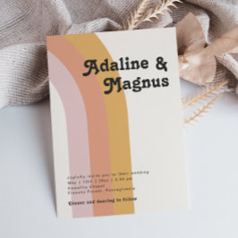 Modern Retro 70's Rainbow Casual bruiloft Kaart