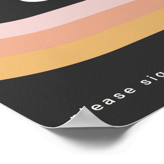 Modern Retro 70's Rainbow Dark Guest Book Sign Poster (Hoek)