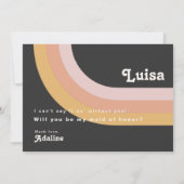 Modern Retro 70's Rainbow Dark Maid of Honor Kaart (Achterkant)