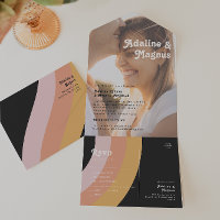 Modern Retro 70's Rainbow Dark Photo Seal and Send