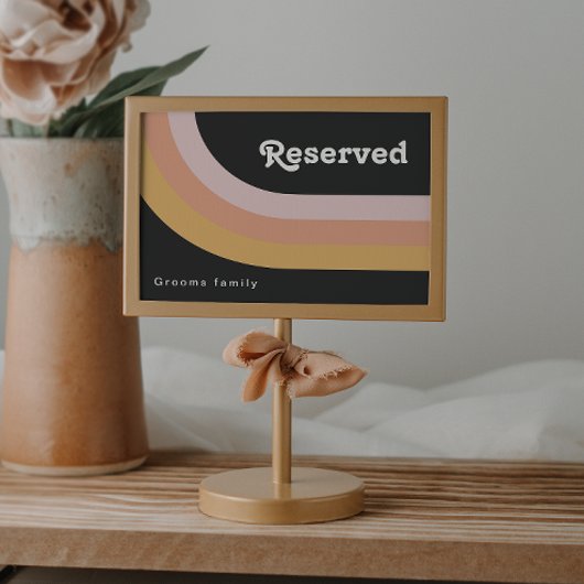 Modern Retro 70's 'Rainbow Dark Reserved Sign'