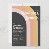 Modern Retro 70's Rainbow Dark Wedding Brunch Invi Kaart (Voorkant)