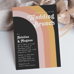 Modern Retro 70's Rainbow Dark Wedding Brunch Invi Kaart