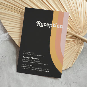 Modern Retro 70's Rainbow Dark Wedding Reception Informatiekaartje