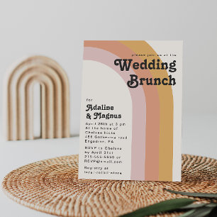Modern Retro 70's Rainbow Wedding Brunch Invitatio Kaart