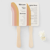 Modern Retro 70's Rainbow Wedding Program Hand Fan Handwaaier (Voorkant en achterkant)