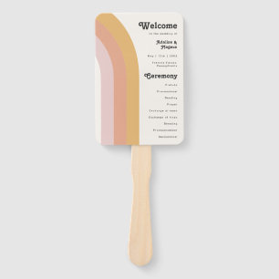 Modern Retro 70's Rainbow Wedding Program Hand Fan Handwaaier