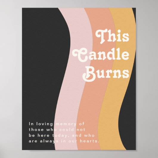 Modern Retro 70's Regenboog | Donker Deze Kaars Br Poster (Voorkant)