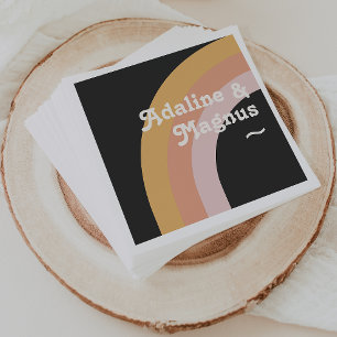 Modern Retro 70's regenboog   Donkere bruiloft Nap Servet