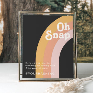 Modern Retro 70's regenboog   Donkere Oh Snap Hash Poster