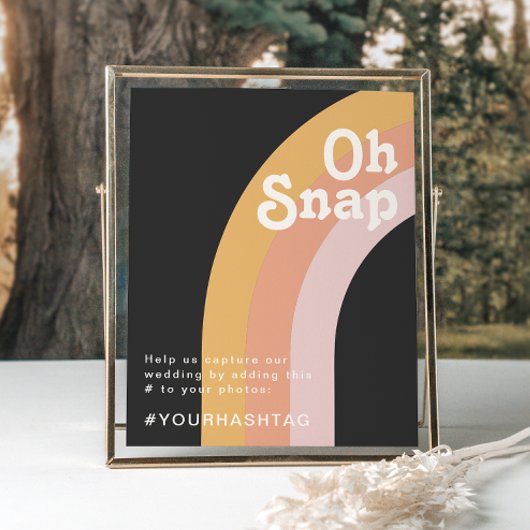 Modern Retro 70's regenboog | Donkere Oh Snap Hash Poster